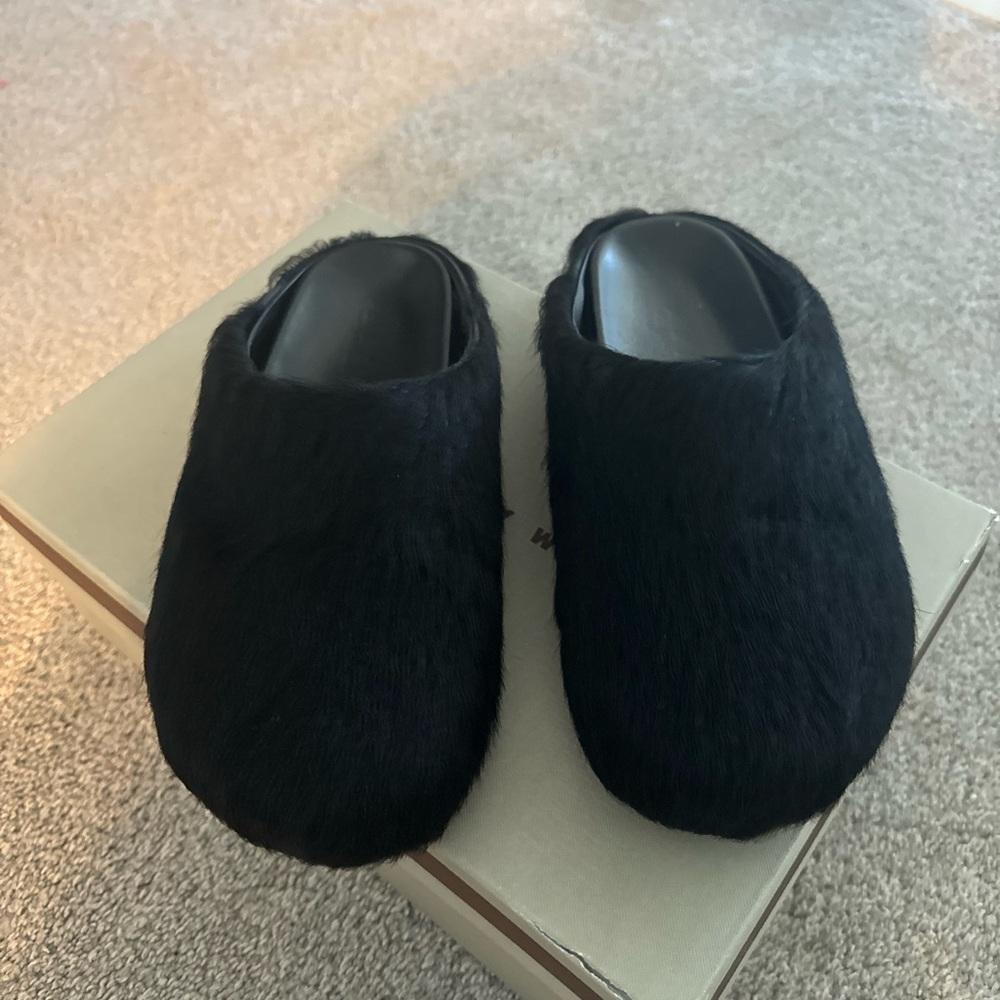 Black long haircalfskin Fussbett sabot | Marni